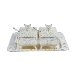 TZ086 Butterfly twin-pot tray set, white finish thumbnail